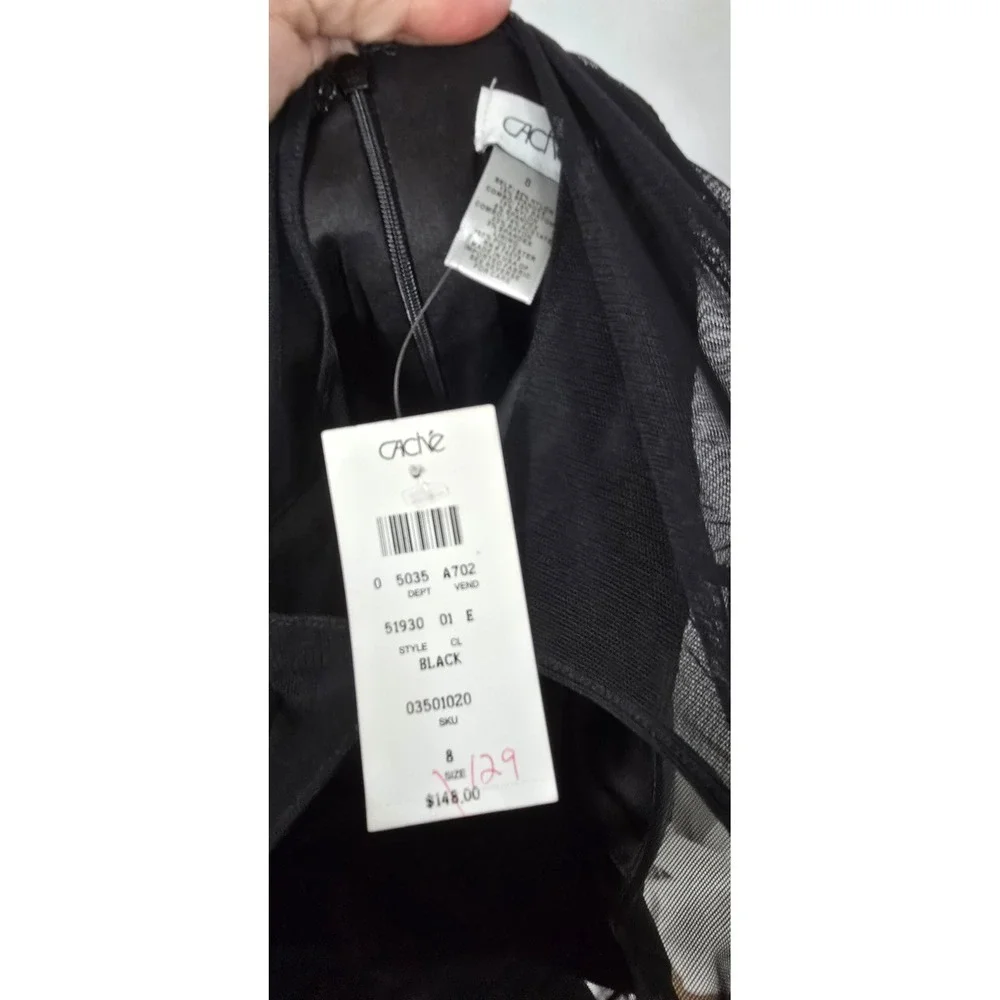 Y2K Cach's women 8 black mini dress bodycone cocktail mesh shoulders‎